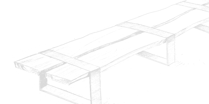 Sketch of a wooden and metal table